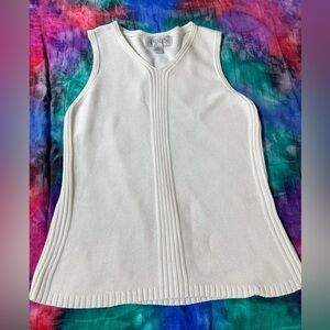 White Sleeveless Vintage Causal Corner Annex